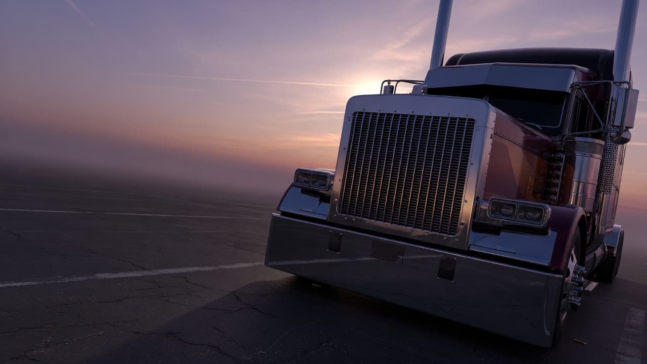 Heavy-haul truck at a dramatic low angle